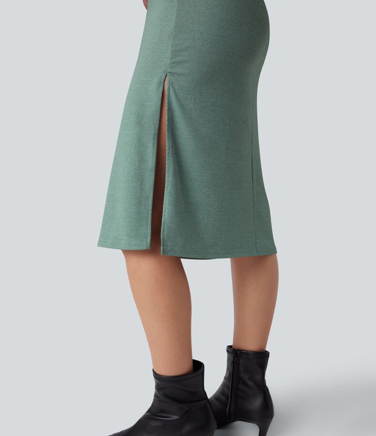 Short Sleeve Ruched Bodycon Midi Work Dress