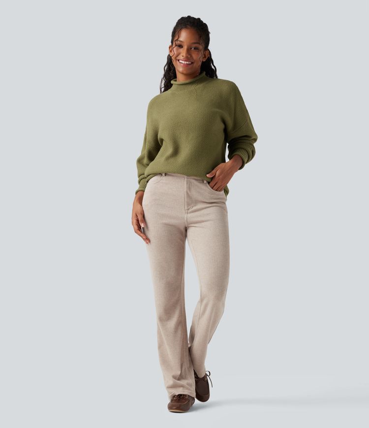 Mock-neck Long Sleeve Casual Sweater