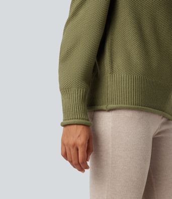 Mock-neck Long Sleeve Casual Sweater