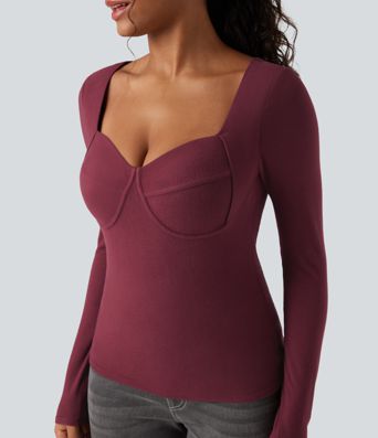 Skin décontracté et chauffant à col en cœur, push-up, quelques longues — bonnets D-F