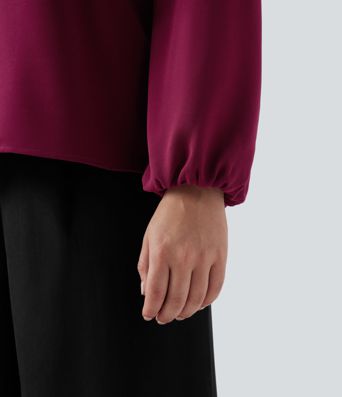 Vネック長袖ワークトップ