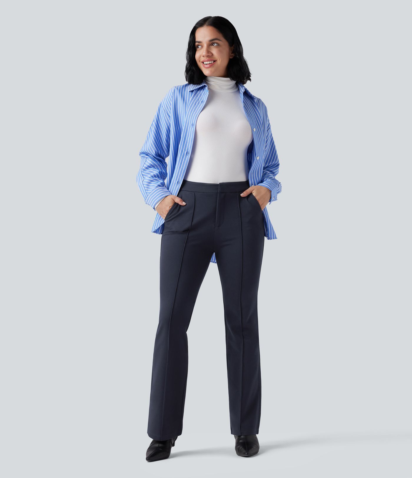 High Waisted Work Flare Pants with Pockets High Waisted Work Flare Pants with Pockets