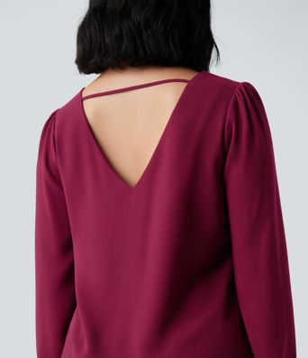 Vネック長袖ワークトップ