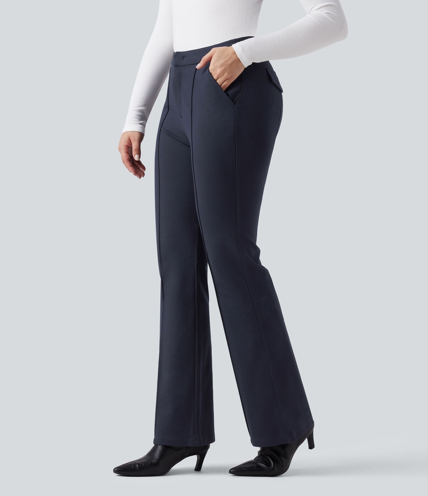 High Waisted Work Flare Pants with Pockets High Waisted Work Flare Pants with Pockets