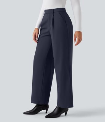 SoftlyZero™ Plush Thermal High Waisted Straight Leg Work Trousers with Pockets