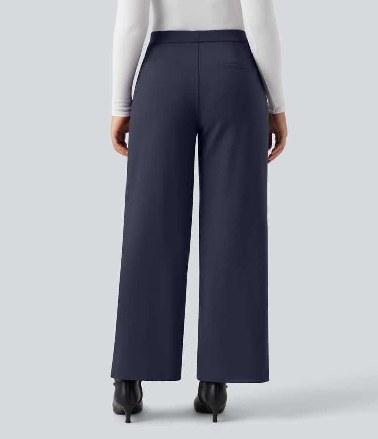 SoftlyZero™ Plush Thermal High Waisted Straight Leg Work Trousers with Pockets