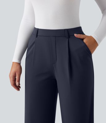 SoftlyZero™ Plush Thermal High Waisted Straight Leg Work Trousers with Pockets