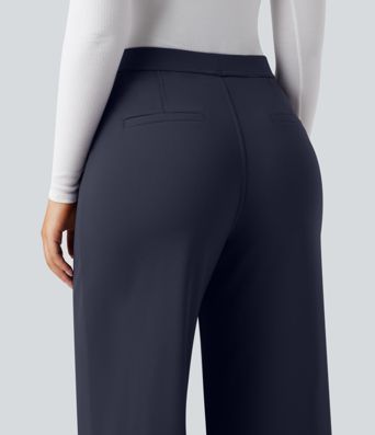SoftlyZero™ Plush Thermal High Waisted Straight Leg Work Trousers with Pockets