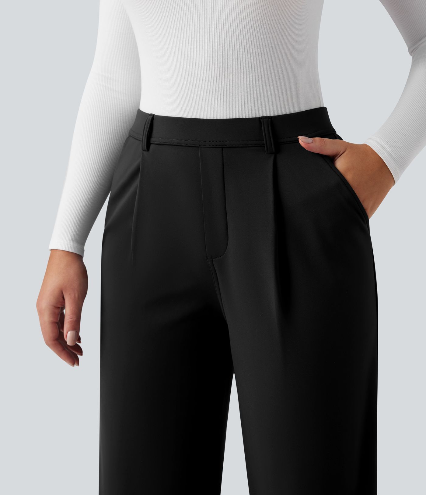 SoftlyZero™ Plush Thermal High Waisted Straight Leg Work Pants with Pockets