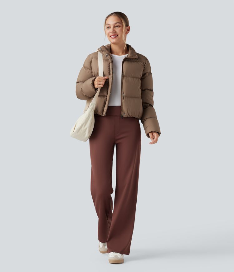 Doudoune décontractée déperlante col montant à manches longues avec poches