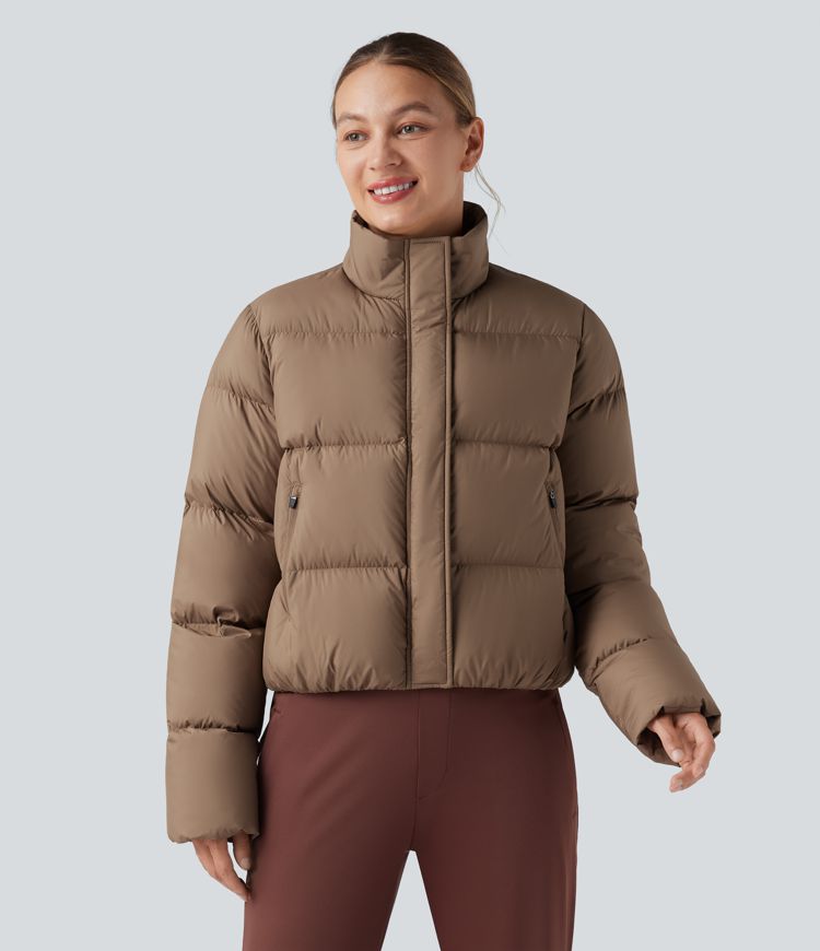 Doudoune décontractée déperlante col montant à manches longues avec poches