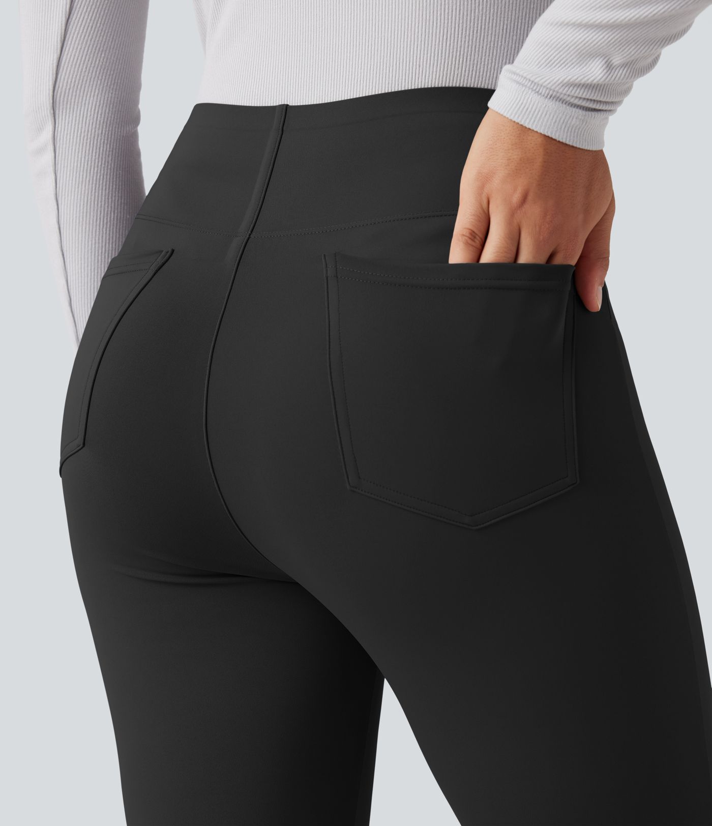 High Waisted Tummy Control Bootcut Work Pants with Pockets High Waisted Tummy Control Bootcut Work Pants with Pockets