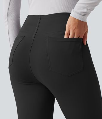 High Waisted Tummy Control Bootcut Work Pants with Pockets High Waisted Tummy Control Bootcut Work Pants with Pockets