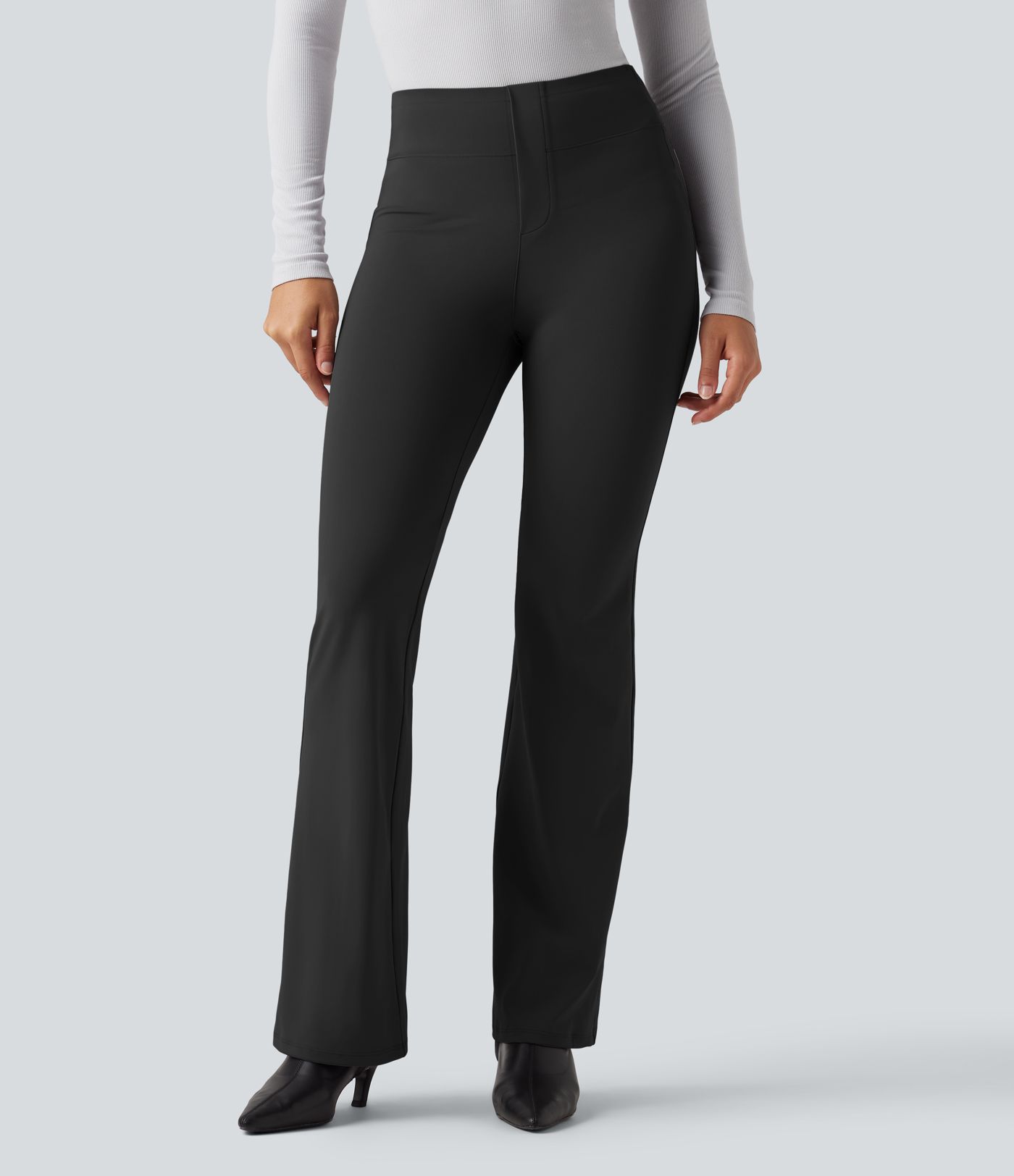 High Waisted Tummy Control Bootcut Work Pants with Pockets High Waisted Tummy Control Bootcut Work Pants with Pockets