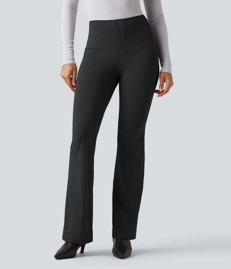 High Waisted Tummy Control Bootcut Work Pants with Pockets High Waisted Tummy Control Bootcut Work Pants with Pockets