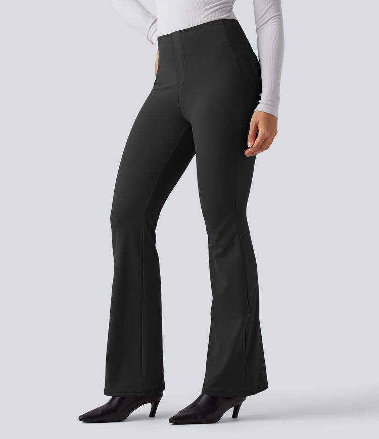 High Waisted Tummy Control Bootcut Work Pants with Pockets High Waisted Tummy Control Bootcut Work Pants with Pockets