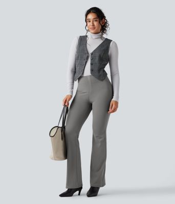 High Waisted Tummy Control Bootcut Work Pants with Pockets