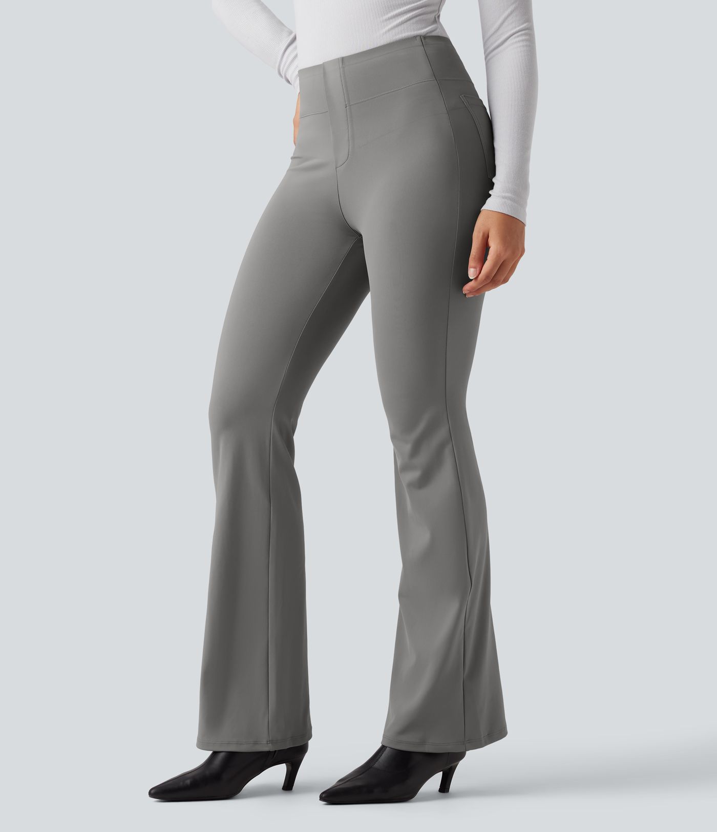 High Waisted Tummy Control Bootcut Work Pants with Pockets