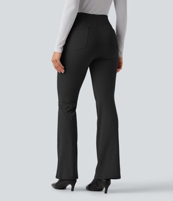 High Waisted Tummy Control Bootcut Work Pants with Pockets High Waisted Tummy Control Bootcut Work Pants with Pockets