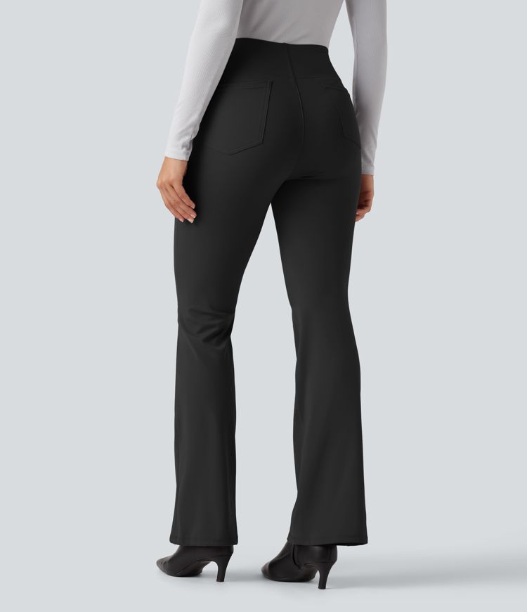 High Waisted Tummy Control Bootcut Work Pants with Pockets High Waisted Tummy Control Bootcut Work Pants with Pockets