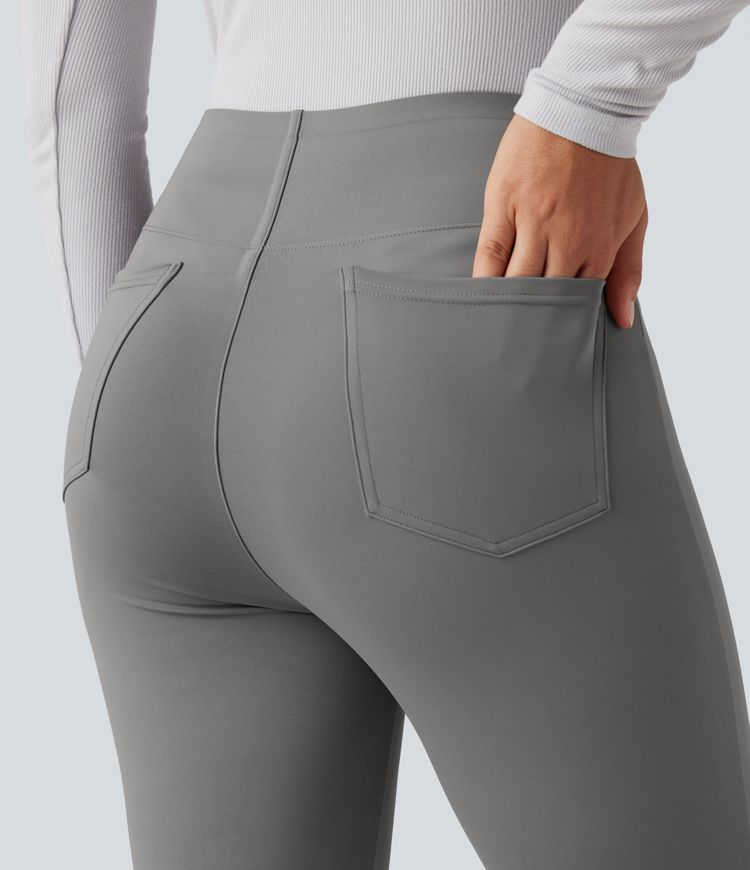 High Waisted Tummy Control Bootcut Work Pants with Pockets