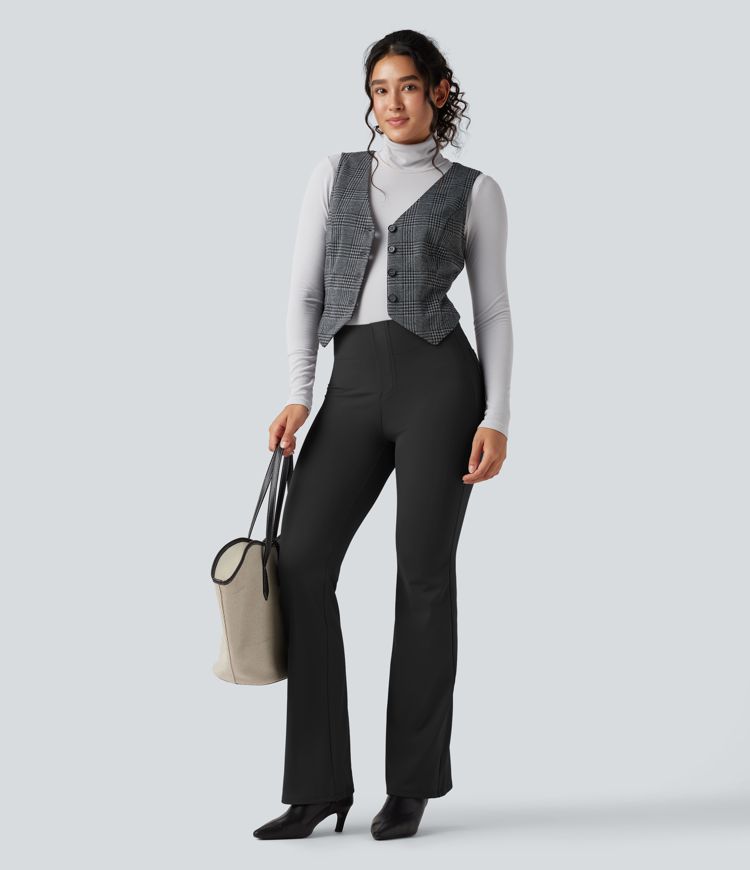 High Waisted Tummy Control Bootcut Work Pants with Pockets High Waisted Tummy Control Bootcut Work Pants with Pockets