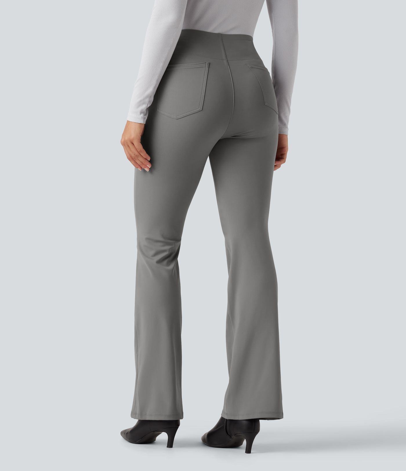 High Waisted Tummy Control Bootcut Work Pants with Pockets