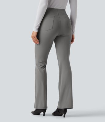 High Waisted Tummy Control Bootcut Work Pants with Pockets