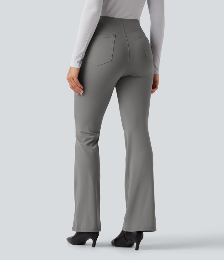 High Waisted Tummy Control Bootcut Work Pants with Pockets