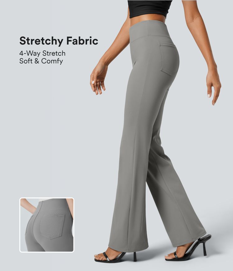 Halara Flex™ Dehnbare Stoffhose mit hohem Bund und Seitentasche hinten