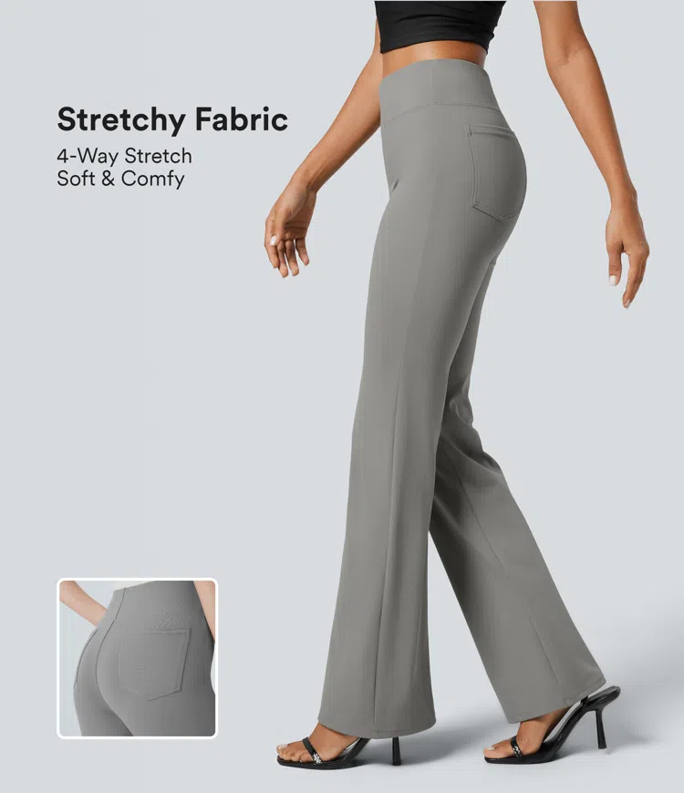 Halara Flex™ Dehnbare Stoffhose mit hohem Bund und Seitentasche hinten