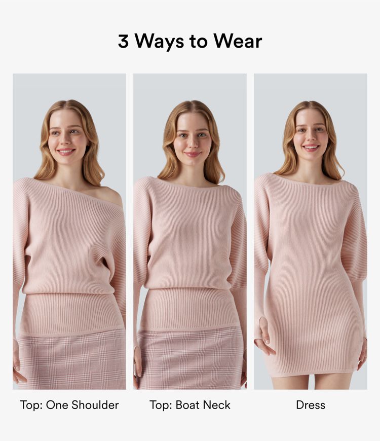 One Shoulder Long Sleeve Thumb Hole Casual Jumper