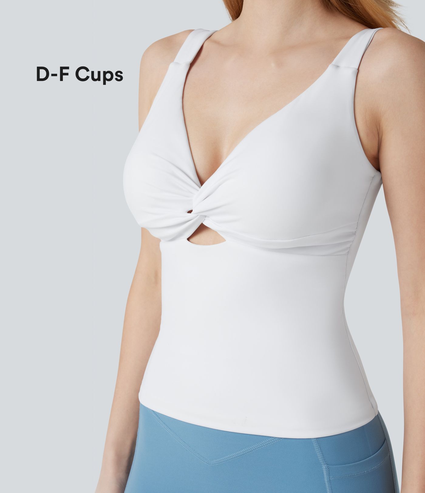SoftlyZero™ Airy Twisted Cut Out Yoga Tank Top-Longer Length-D-F Cups-UPF50+
