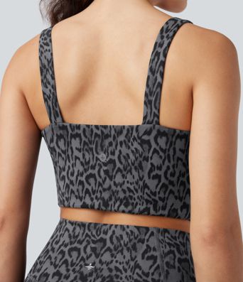 Brassière de sport yoga push-up décolleté en V maintien léger imprimé léopard Halara UltraSculpt™