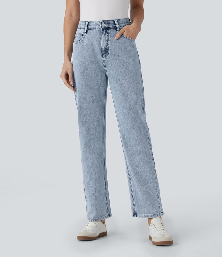 Jean décontracté droit Halara Flex™ à taille haute avec poches à fermeture éclair