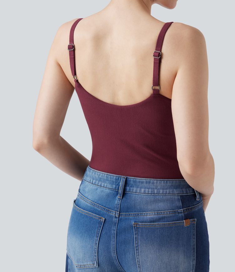 Molded Cups Push-Up Adjustable Straps Casual Warming Cami Top