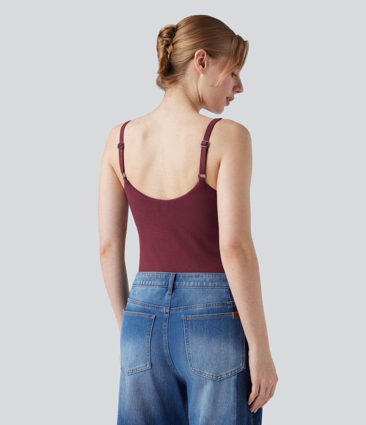 Molded Cups Push-Up Adjustable Straps Casual Warming Cami Top