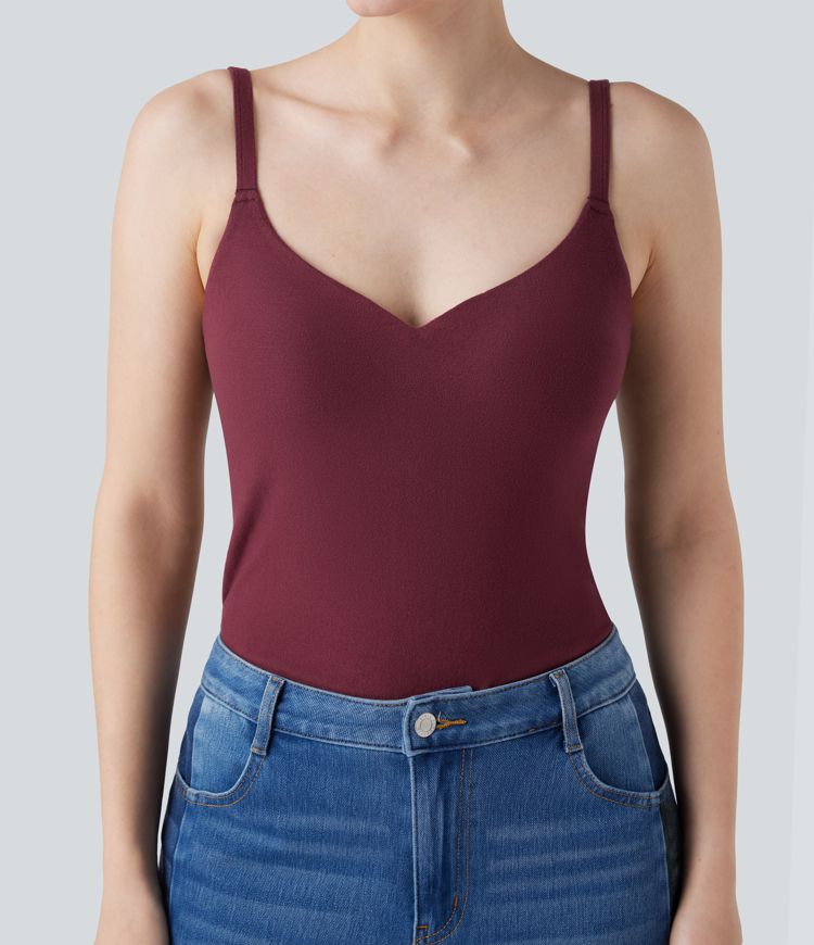 Molded Cups Push-Up Adjustable Straps Casual Warming Cami Top