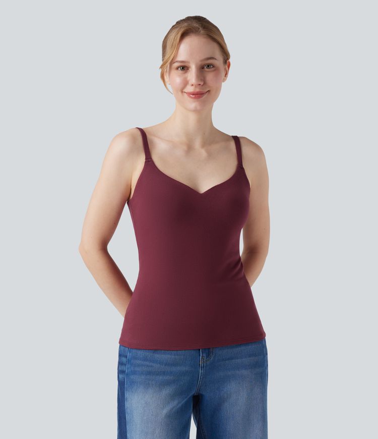 Molded Cups Push-Up Adjustable Straps Casual Warming Cami Top