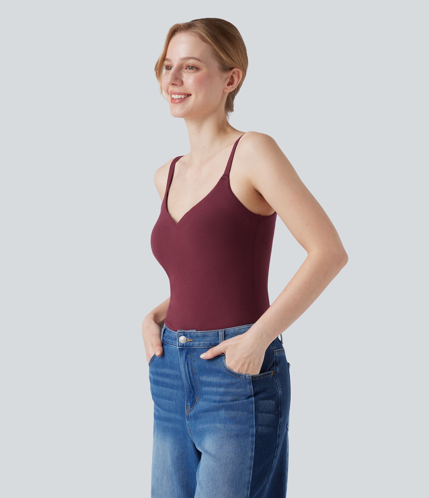 Molded Cups Push-Up Adjustable Straps Casual Warming Cami Top A/B Cup