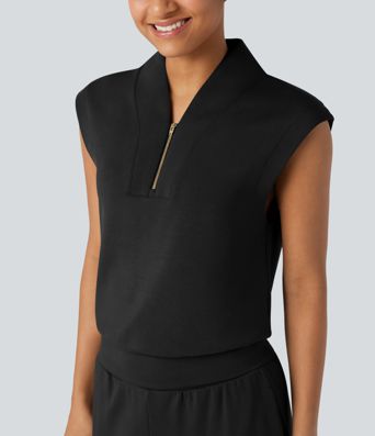 SpacerTek™ - Ärmelloses Yoga-Sport-Top mit Stehkragen und Reißverschluss