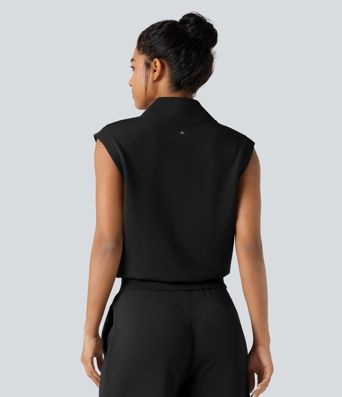 SpacerTek™ - Ärmelloses Yoga-Sport-Top mit Stehkragen und Reißverschluss