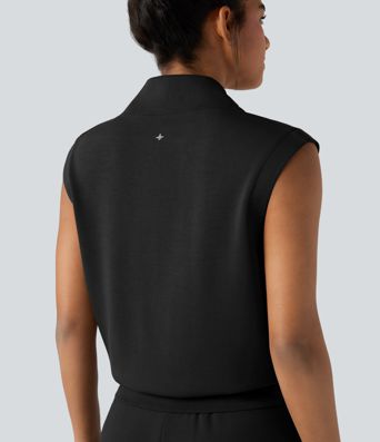 SpacerTek™ - Ärmelloses Yoga-Sport-Top mit Stehkragen und Reißverschluss