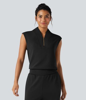 SpacerTek™ - Ärmelloses Yoga-Sport-Top mit Stehkragen und Reißverschluss