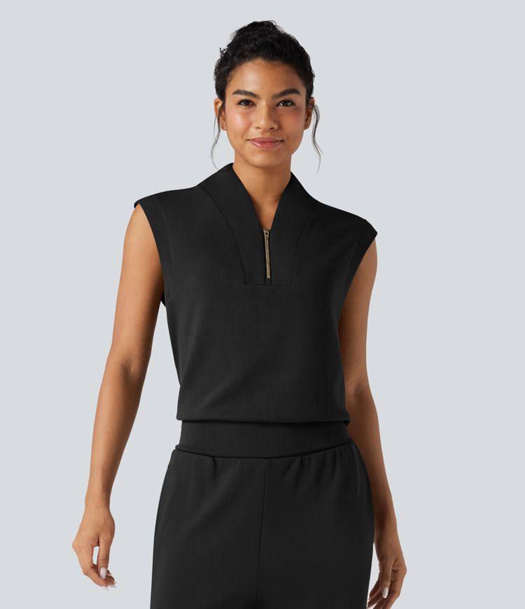 SpacerTek™ - Ärmelloses Yoga-Sport-Top mit Stehkragen und Reißverschluss