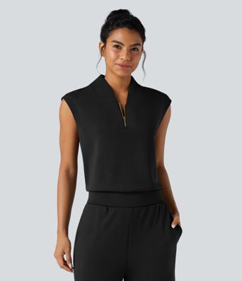 SpacerTek™ - Ärmelloses Yoga-Sport-Top mit Stehkragen und Reißverschluss