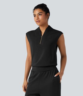 SpacerTek™ - Ärmelloses Yoga-Sport-Top mit Stehkragen und Reißverschluss