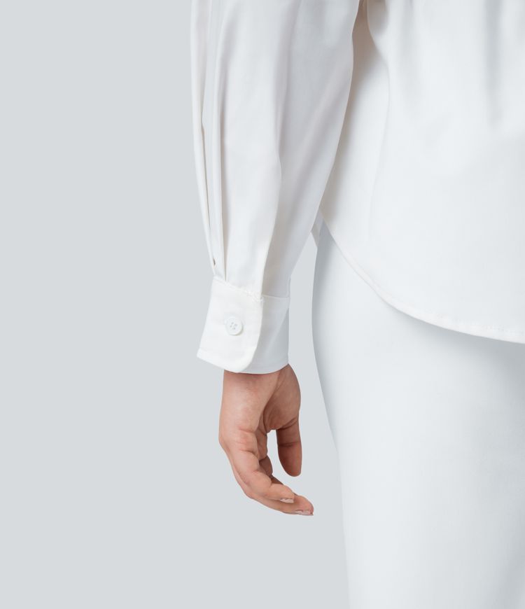 Long Sleeve Curved Hem Casual Shirt