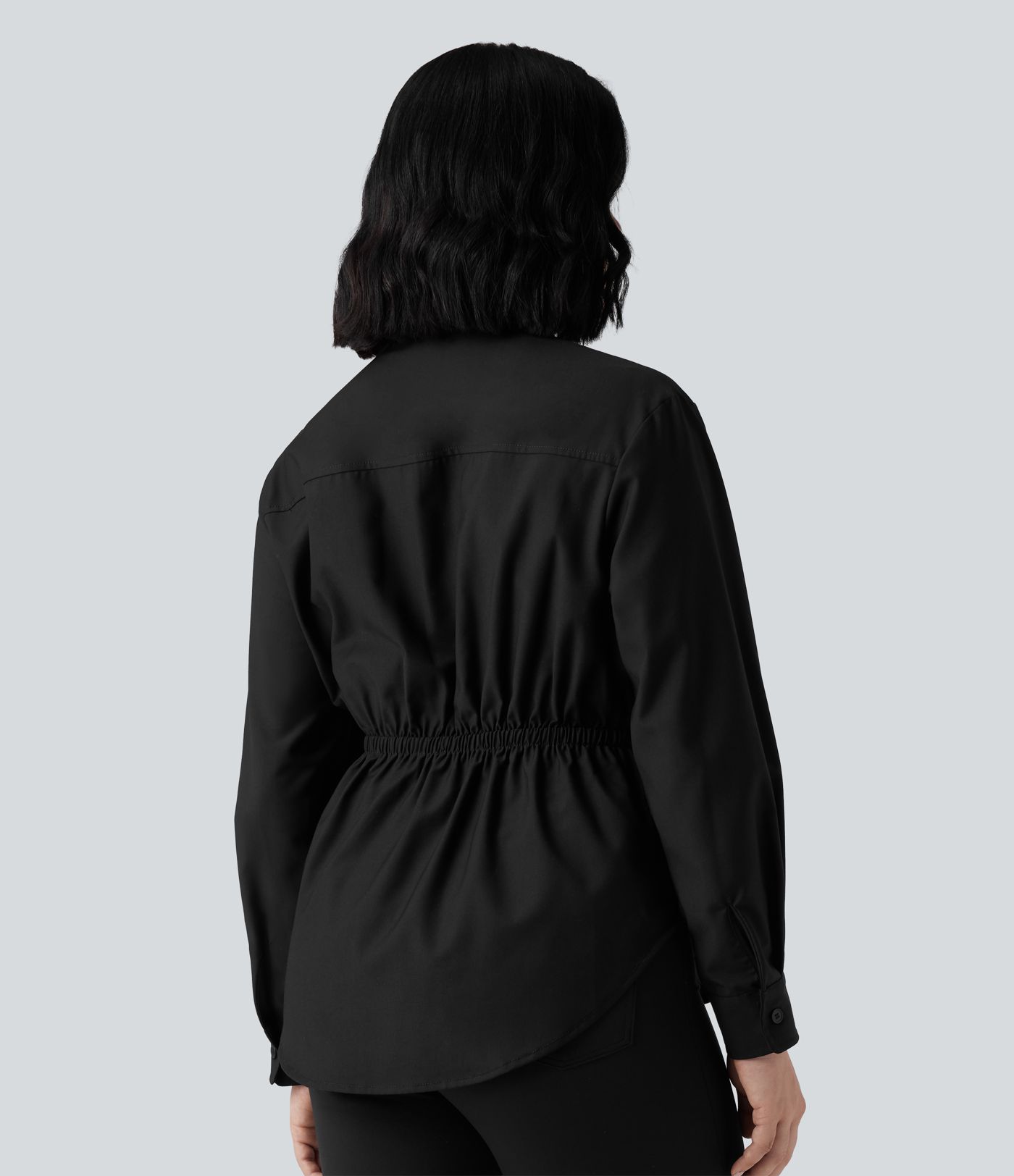 Long Sleeve Curved Hem Casual Shirt