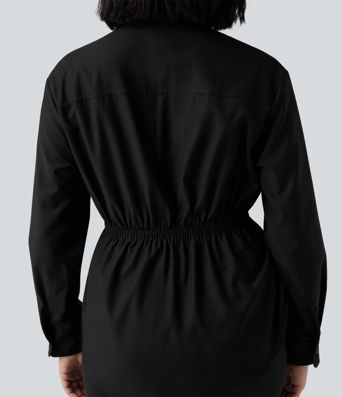 Long Sleeve Curved Hem Casual Shirt